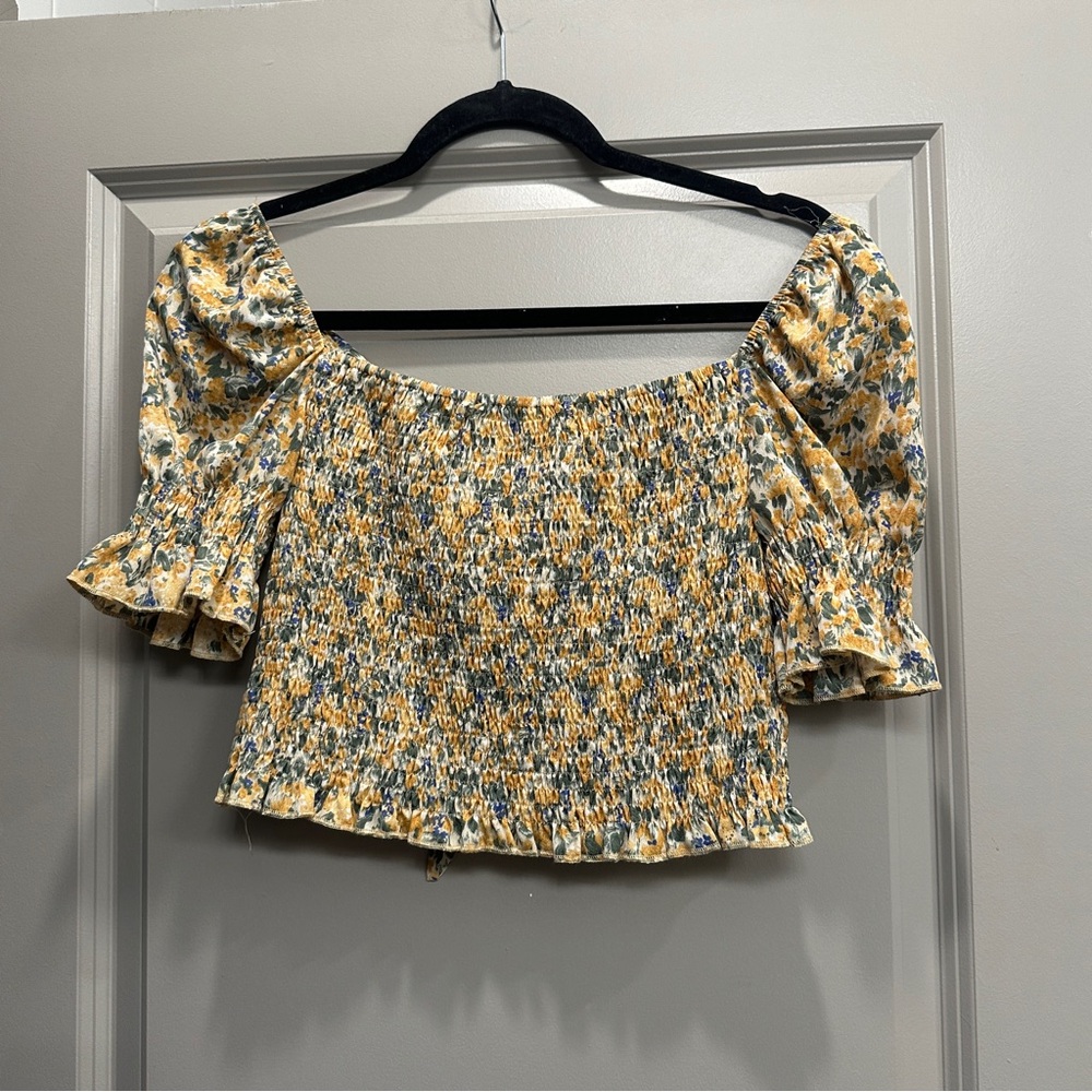SHEIN ruched floral crop
